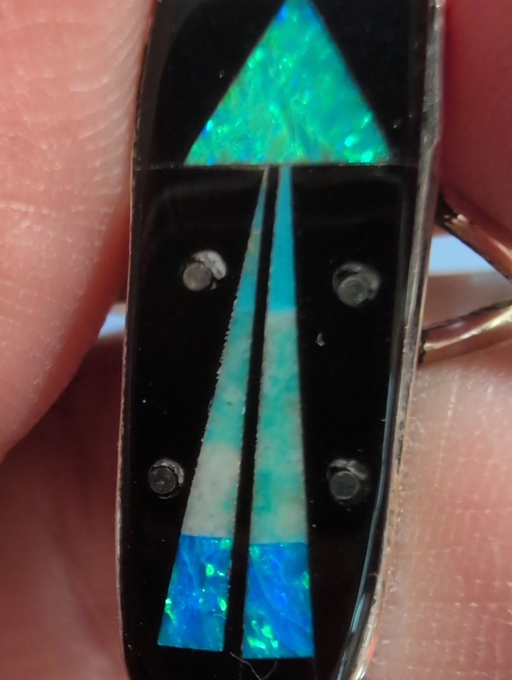 Zuni Sterling Silver Galaxy Inlay Ring - Picture 7 of 7